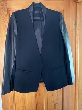 Helmut Lang Black Blazer with Leather Trim